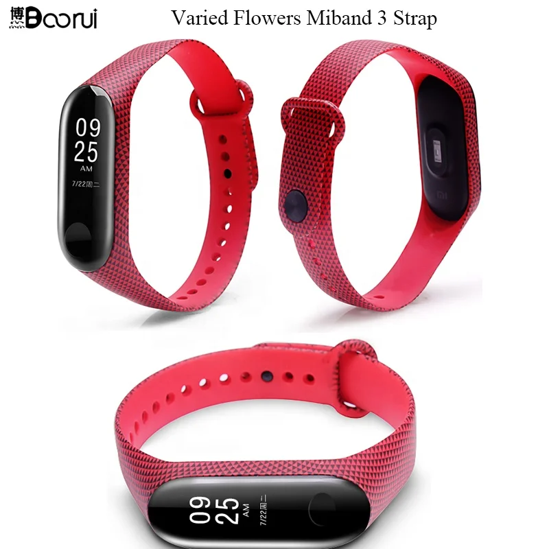 

BOORUI silicone Camouflage Miband 3 Strap Mi band 3 Accessories Replacement sport wrist strap for xiaomi mi 3 smart bracelets, Varid flowers as phone digital camouflage flowers mi 3 wrist strap