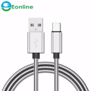 1.1M Metal Spring Metal Plug Type C USB Cable USB C Cable for Samsung S9 S8 S7 Note9 8 7 for Sony HTC
