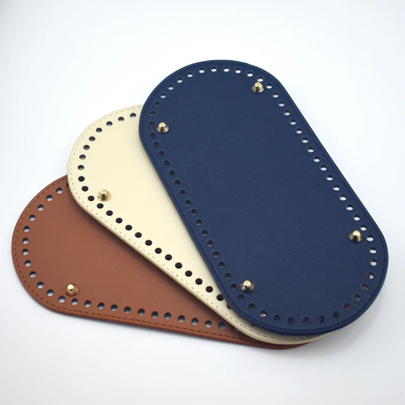

25x12cm Oval Bottom for Knitting Bag PU Leather Bag Handmade Women Bag Long Bottom, Blue navy khaki brown beige black
