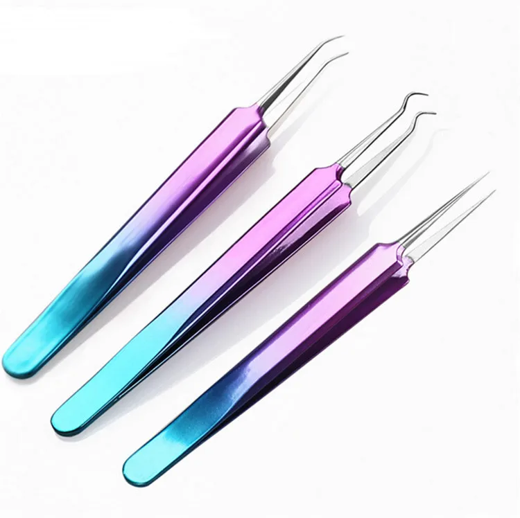 

Face Care Tool Multi-purpose Stainless Steel Acne Needle Tweezers Tool Kit Blackhead Acne Remover, Purple