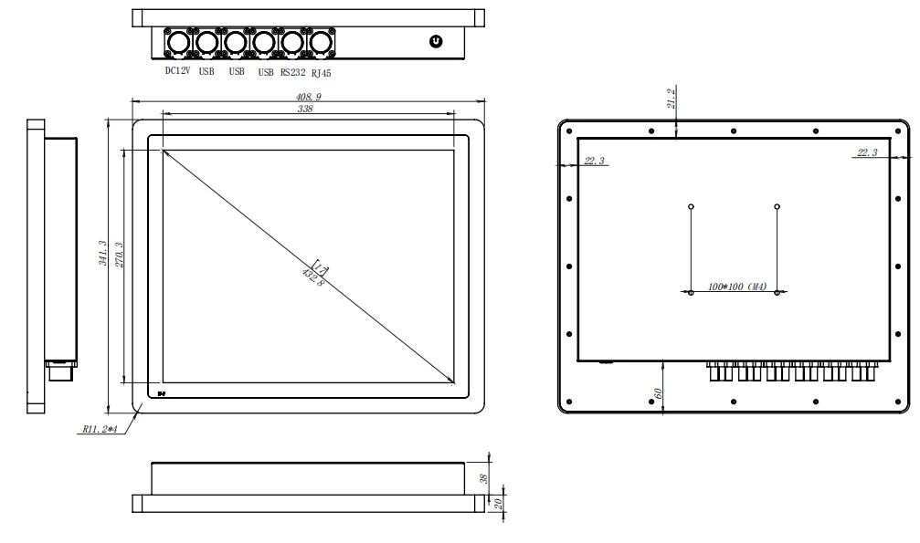 17 Inch Industrial Computer J1900 Full Ip65 Stainless Steel Rugged