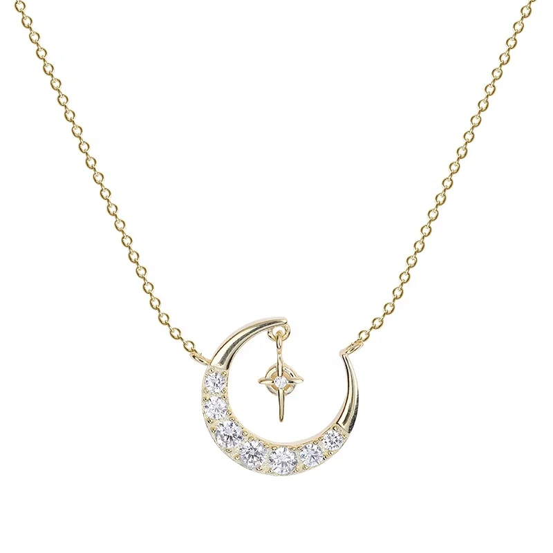 

A361A Fashion 18K Gold Plated Crescent Moon Necklace 925 Sterling Silver Jewelry Necklace Moon