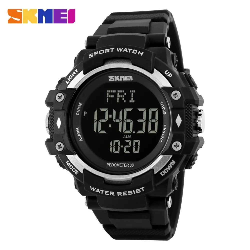 

SKMEI 1180 New Brand men sport watches LED fitness pedometer 3D Heart Rate Calories 2 Alarm 50m waterproof Digital wristwatches, N/a