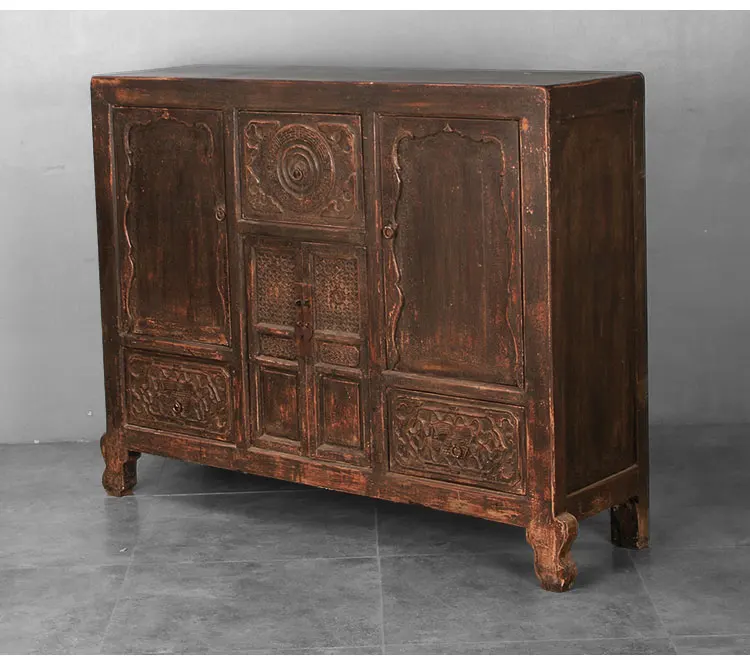 Chinese Antique Style Sideboard Distressed Finish Solid Recycle