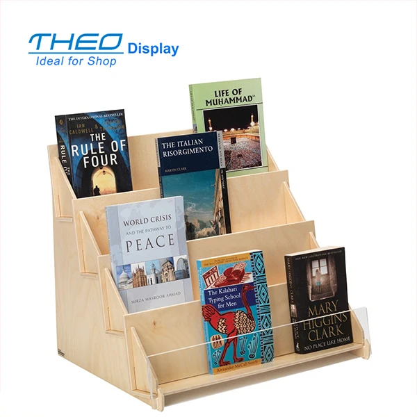 Plywood Fourtier Displayer/literature And Books Tabletop Display Stand