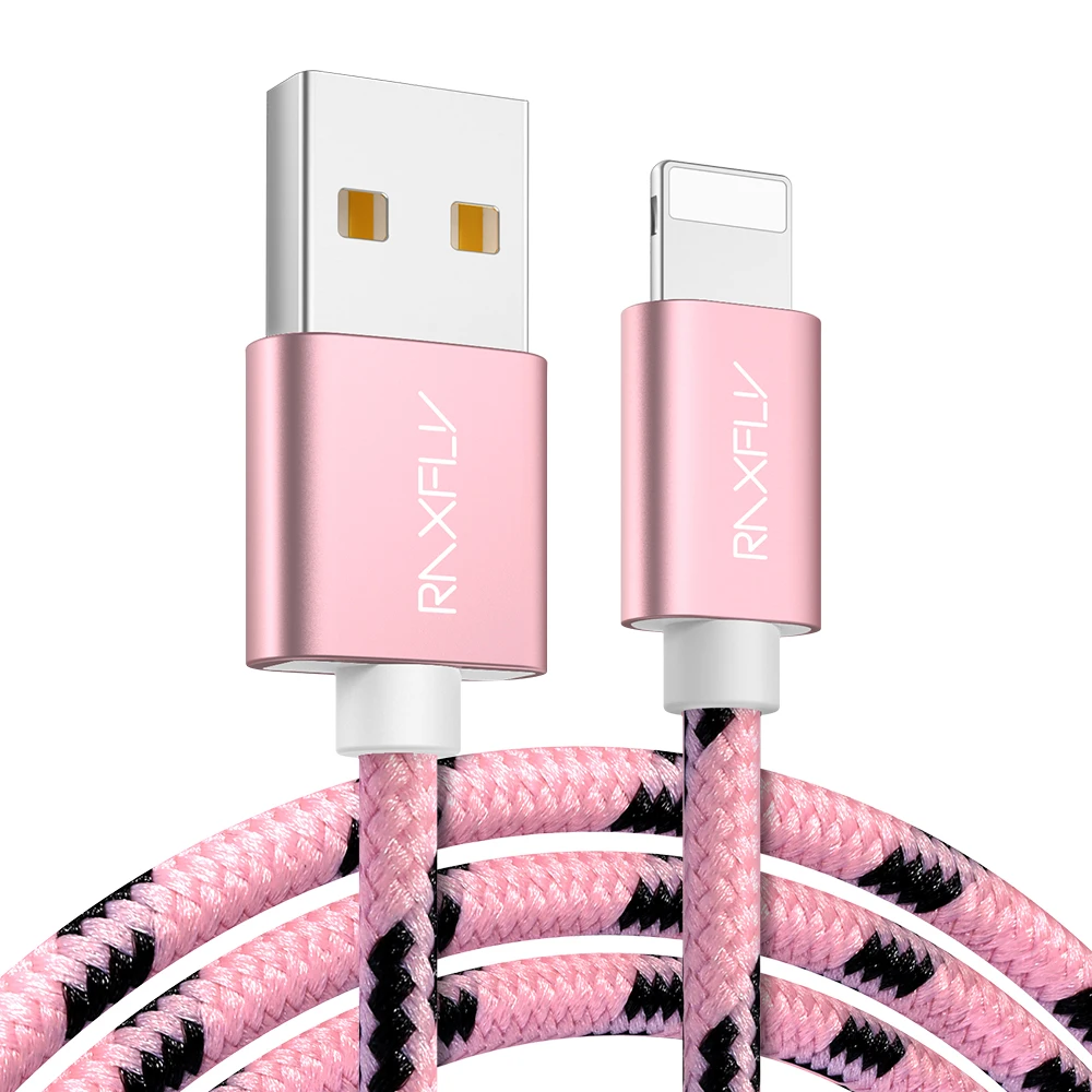 

Free Shipping 5V/2A 480Mpbs High Quality 0.5M Nylon Cable RAXFLY Data Transfer Charging Cable