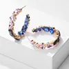 JD Jewelry Custom 2019 New European and American style Colourful Geometric big C shape Alloy clean glass crystal earings