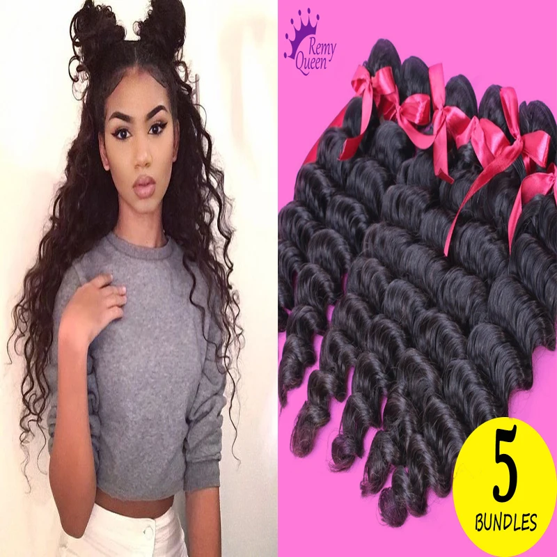 7A Brazilian Curly Virgin Hair Weave Brazilian Deep Wave 5 Bundles Remy Queen Hair Human Hair