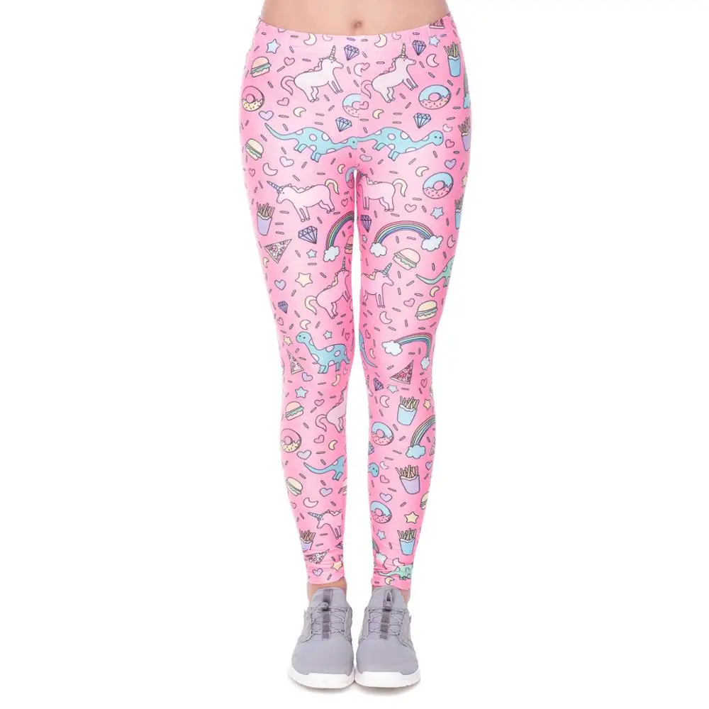 

High Quality Fashion Women Long Pants Trousers Unicorn Muffins Dino Printing Sexy Leggings Ladies Fitness Sportswear Leggings, Photo color;customized upon request