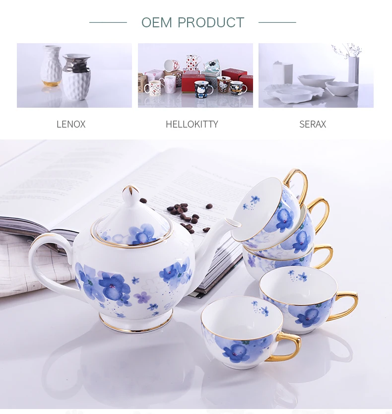Fine Bone China Home Goods Tea Sets Grace Tea Ware With Flower Style