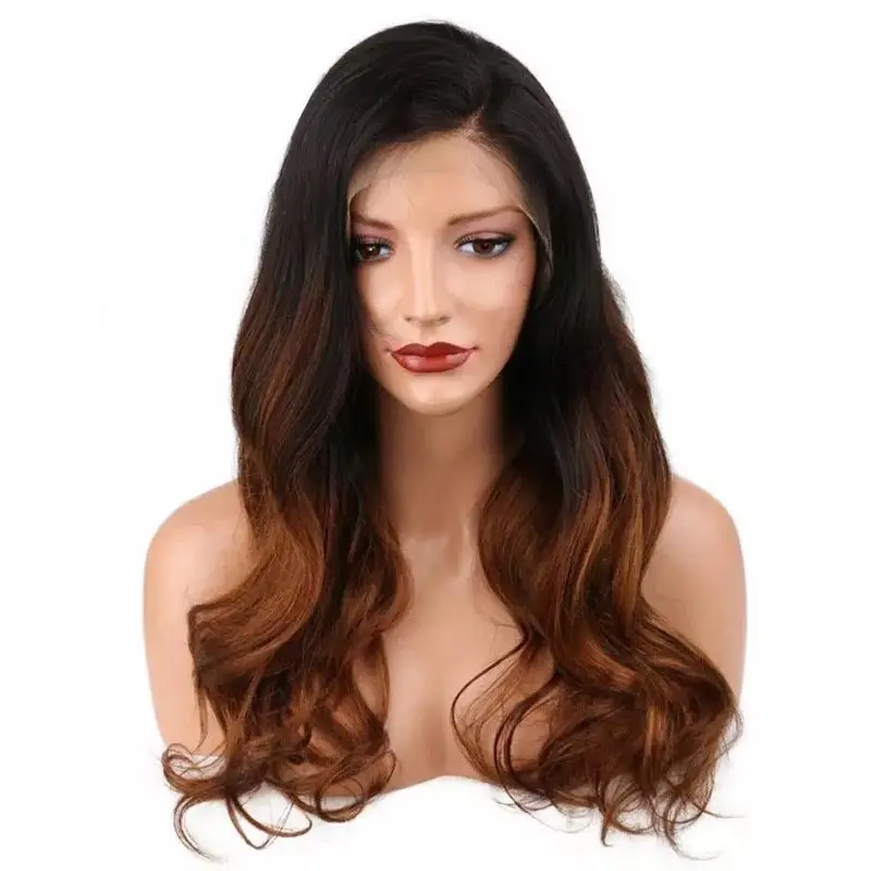 

Wholesale 130 density glue stick body wave two tone color 1b 30 full lace virgin hair wigs for women