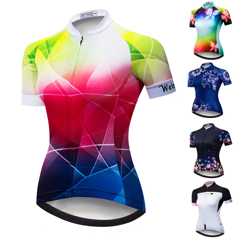 

Wholesale Summer Team Road Bike Shirt Tops Short Sleeve Reflective Bicycle Clothing Racing Sports Wear Women's Cycling Jersey