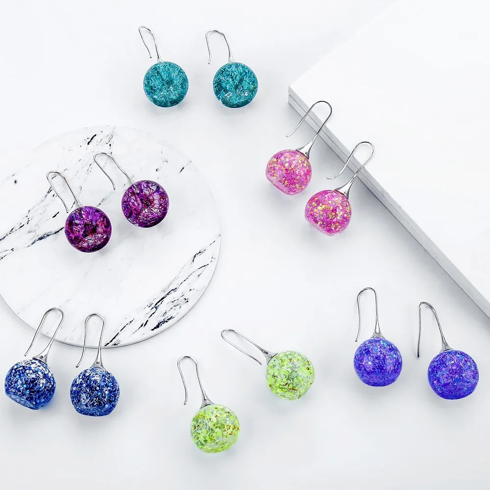 New Design Creative Resin Magic Ball Earring Hoop Earrings For Women ...