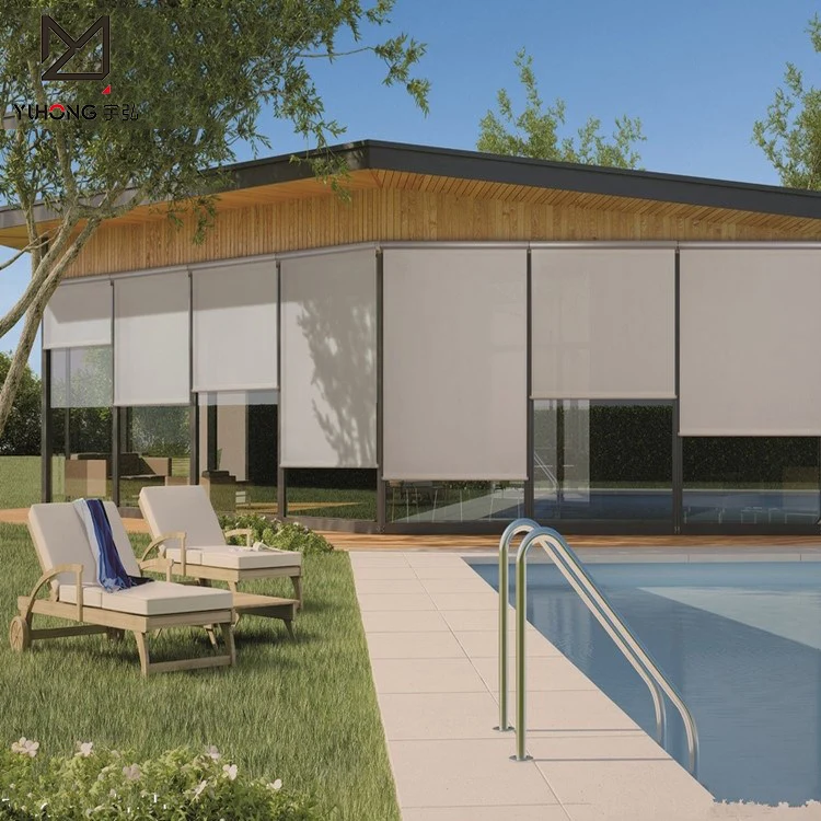 Blackout Fire Retardant Roller Blinds Sun Shade Outdoor Curtains