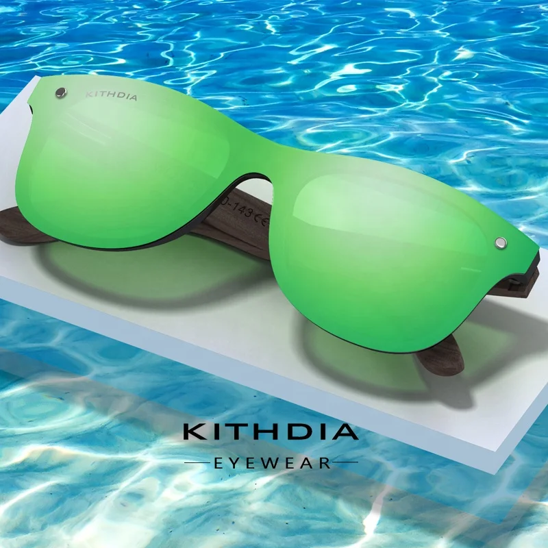 

Kithdia Fashion Designer Custom Logo UV400 Polarized Sun glasses TR90 Frame With Walnut Wooden Bamboo Temples Sunglasses WL23
