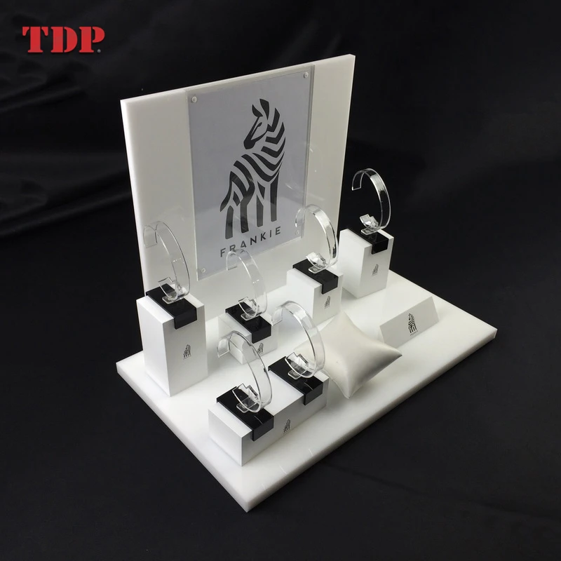 Counter Shop Luxury White Wrist Watch Holder Acrylic Watch Display Stand