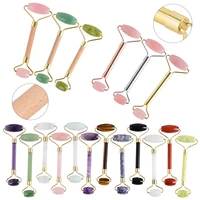 

2019 Amazon Hot Selling wholesale Anti Aging Therapy 100% Natural double head massage Rose quartz jade roller natural for face