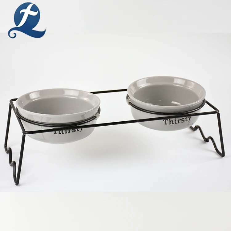 dog bowl set with stand