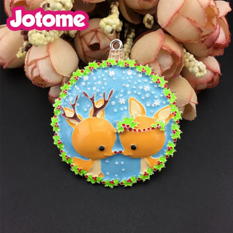 

Festival Enamel Christmas ornaments enamel Deer charm cute Reindeer animal pendant for necklace, Various;as your choice