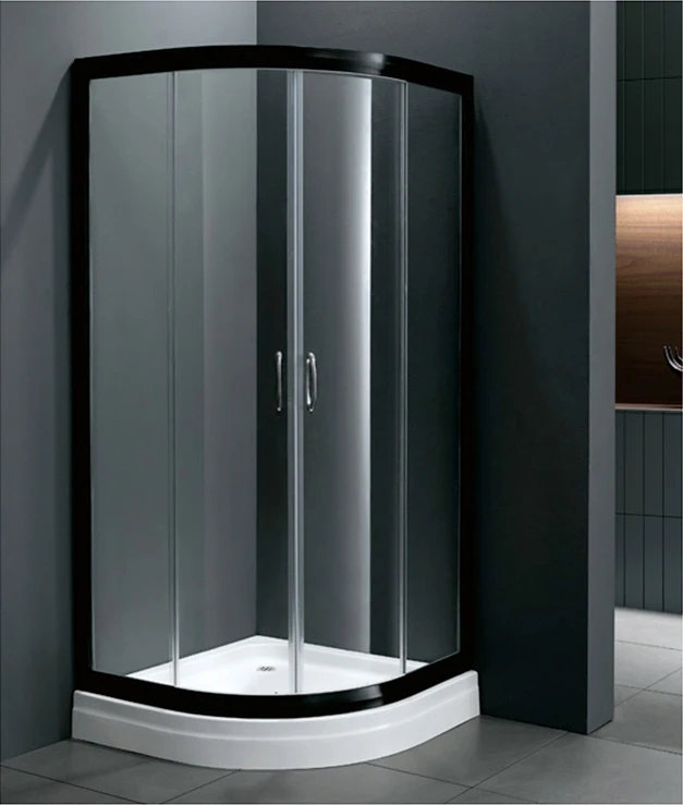 corner design stainless steel free standing curved glass shower enclosure