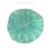 Shining color colorful nylon transparent EVA two layer water proof shower cap bath spa