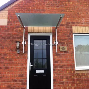 Outdoor Stainless Steel Frame Glass Roof Canopy Entry Front Door
