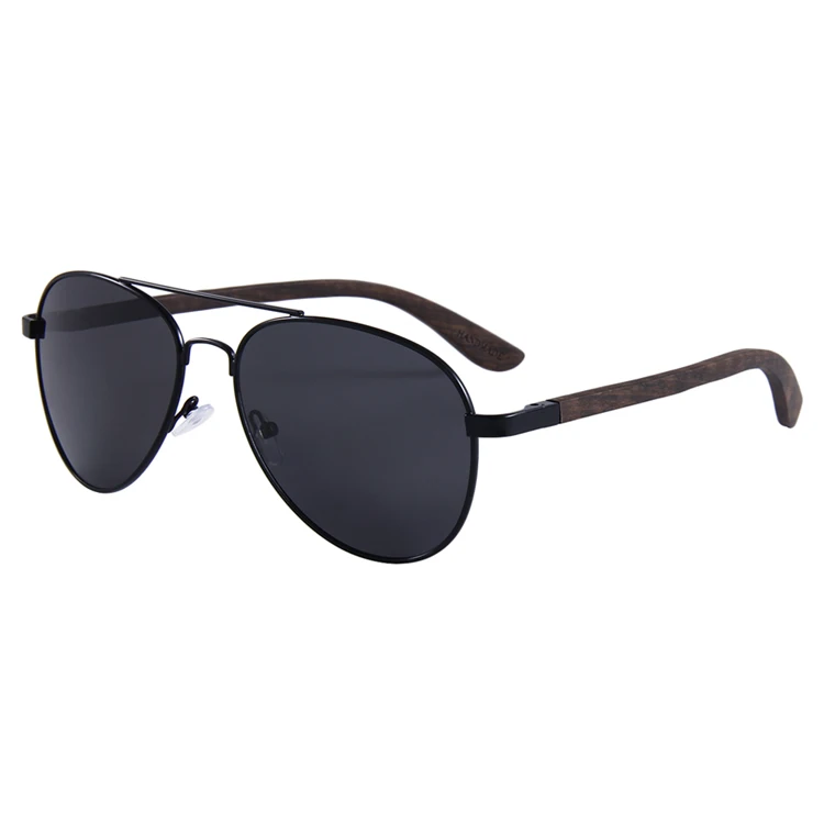 

Custom Mens Black Polarized Wooden Sunglasses Metal Frame, 7 colors