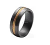 Pure CARBON FIBER Wedding Band Ring with gold cable inlay