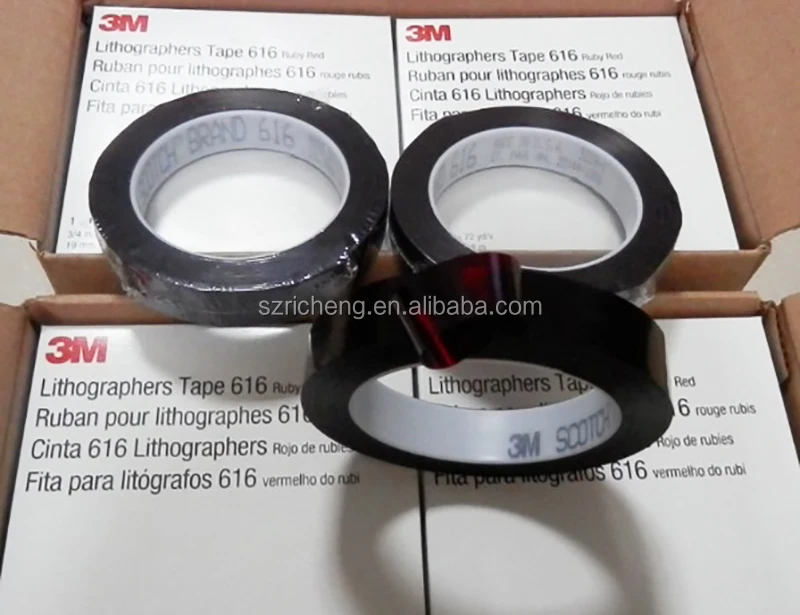 3m Lithographers Tape 616 Ruby Red,3/4 In X 72 Yd 2.4 Mil,48 Per Case
