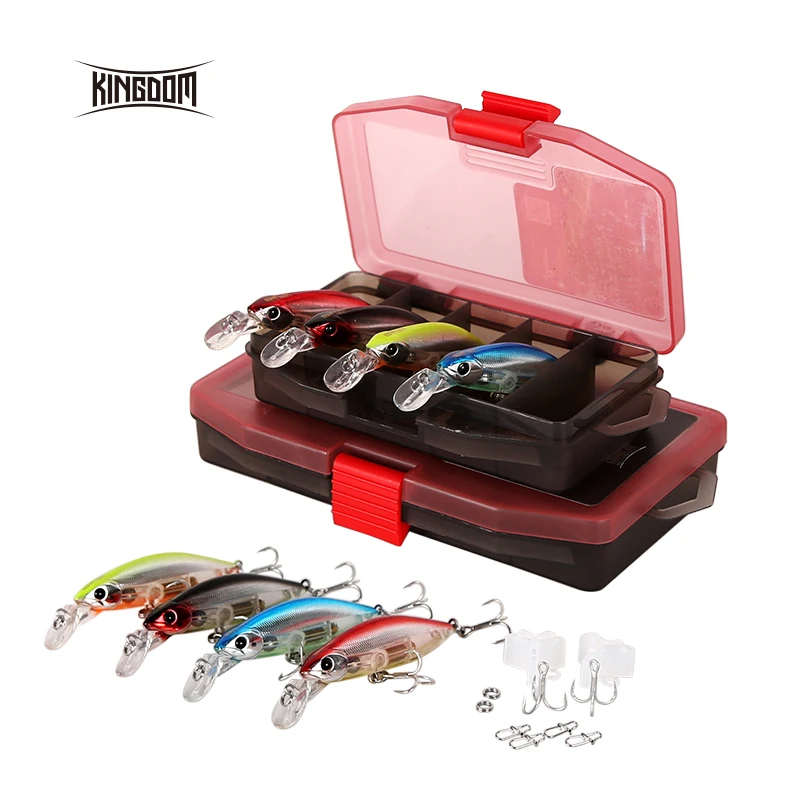 

KINGDOM Model 6504 Fishing Tackle 7g 55mm 4 Pieces Small Sea Lure Minnow In Fishing Box Hard Fishing Lures