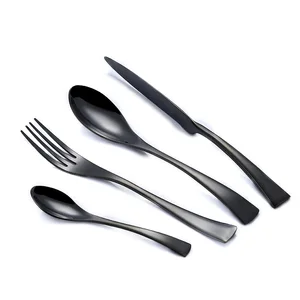 Image of 2019 New Design High Quality Black Gold Plated Cutlery for Promotion