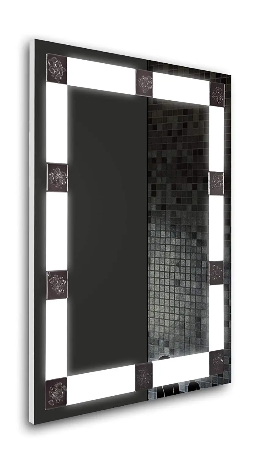 Tilebay LLC Remus Led Lighted Rectangle Bathroom Mirror , Illuminated Wall Mounted Horizontal/Vertical Mirror 31x23 with Touch Button Switch