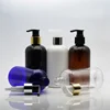 HeLun 250ml Clear Black White Blue Amber PET Plastic Shamboo Lotion Bottle with Pump Cap