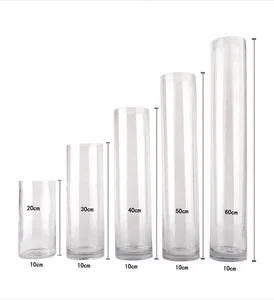 Image of wholesale indoor home decorative clear or many color cylinder murano glass vase