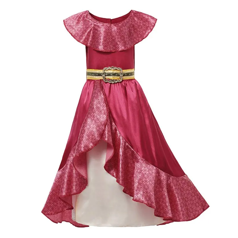 

Elena of Avalor Costume for Kids Princess Dress up Sash Belted Summer Frocks Gown Girls Party Cosplay Easter Carnival Clothing, Red