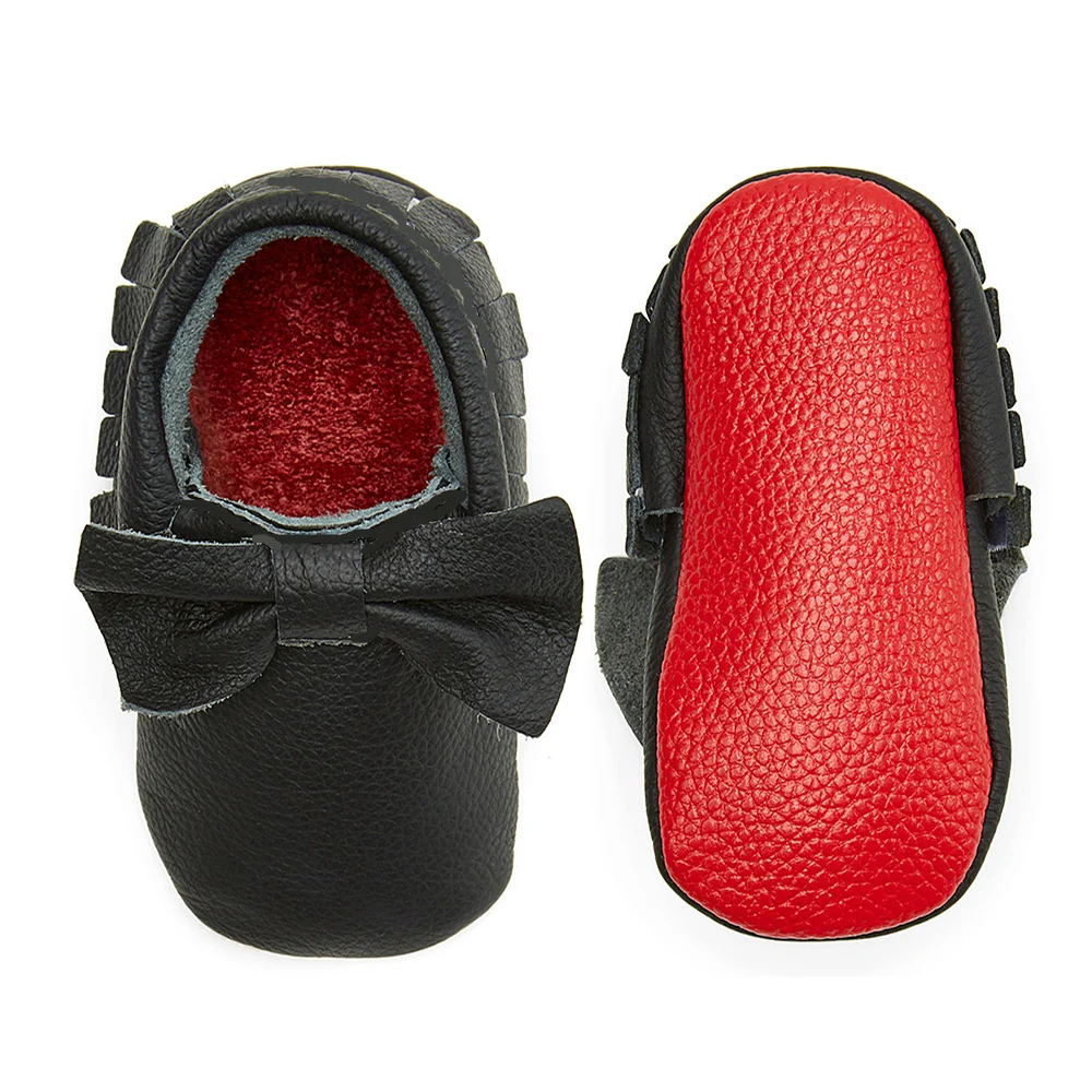 

baby genuine leather red bottom moccasin shoes, White,black with red sole