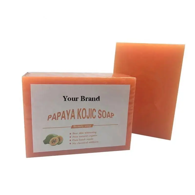 

organic soap private label Hand made Skin Lightening Beauty papaya Kojic Acid Soap, Orange