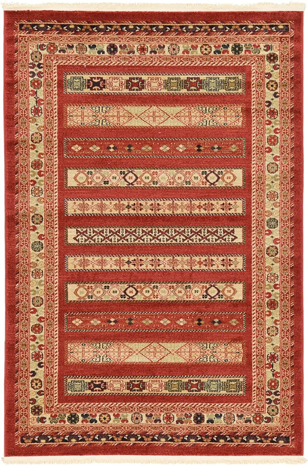 A2Z Rug 4-Feed-by-6-Feed Gabbeh Collection Area Rug - Rust Red Modern & Traditional rugs for living room - rugs for dining room & bedroom - Floor Carpet