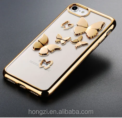 

For iPhone 7 Case For iPhone 6s Plus Clear Plating Hollow Butterfly Phone Cases Transparent Soft TPU Back Cover Capa