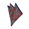 Specially Double Side Silk Paisley Pocket Square Baja Blue Dog Tooth Patterns Custom Printed Handkerchiefs