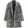 Z12543A Latest design Zebra print loose mid-length coat jacket for women