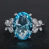 Caoshi 925 Silver Filled Oval Shape Cz Diamond Ring Sea Blue Big Blue Zircon Stone Ring Designs For Women