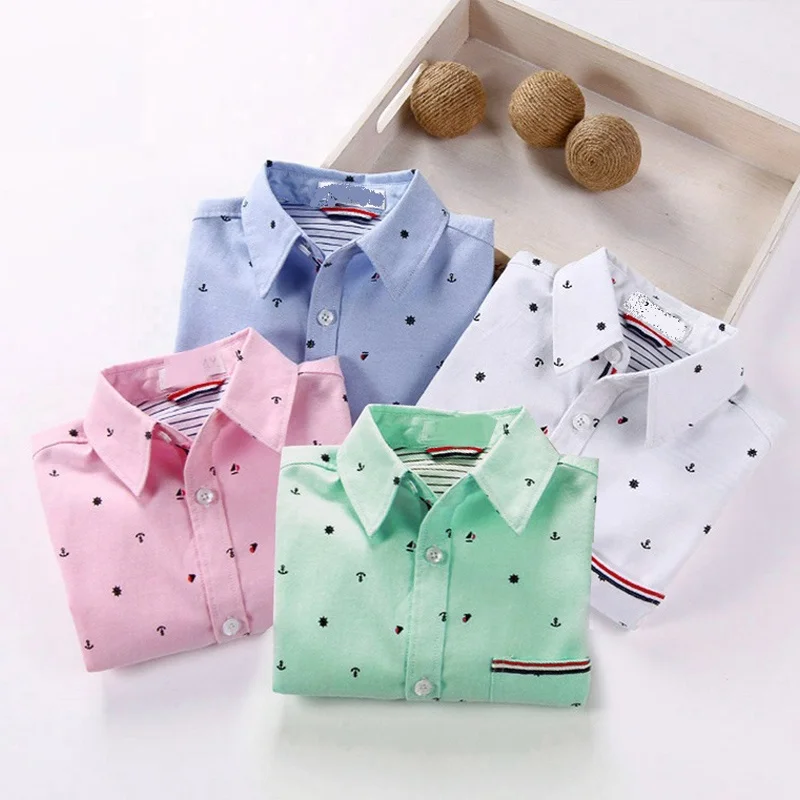 
OEM new fashion 100% cotton long sleeve oxford casual boy kids shirts for spring and autumn 