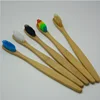 Biodegradable Disposable Feature Bamboo ToothBrush Rainbow Color Soft Medium Bristle Bamboo Toothbrush With Private Label