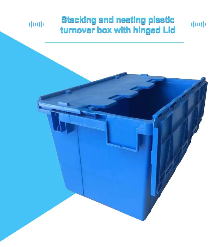 Attached Lids Plastic Transportation Container Packaging Tote Box For