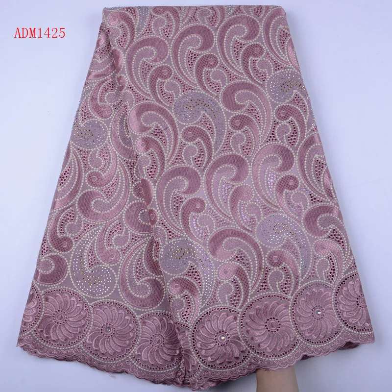 

Onion High Quality African Dry Cotton Lace Fabric With Stones Latest Design Swiss Voile Lace In Switzerland For Party Dress 1425