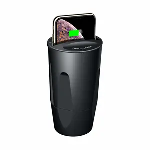 10W Car Cup Wireless Charger Phone Stand USB Port