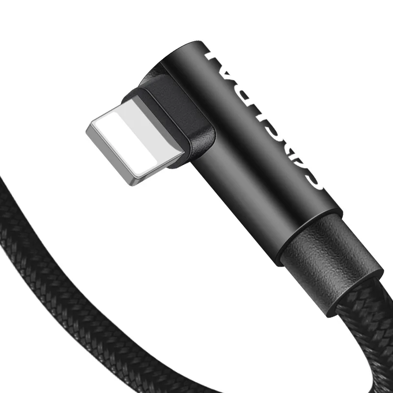 

SOSLPAI 90 degree usb 2.0 cable aluminum alloy+nylon braided 2.1a mobile usb cable for iphone 6 charging cable