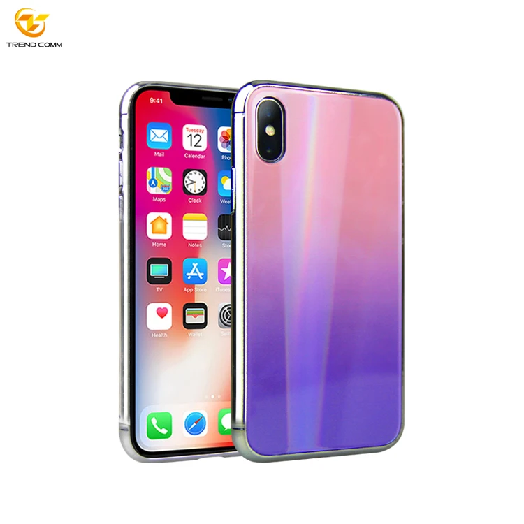 

2021 Glass Mirror Phone Case, Hybrid combo tpu Tempered Glass case For iPhone Xs Max, Black, blue, golden, pink, red, white