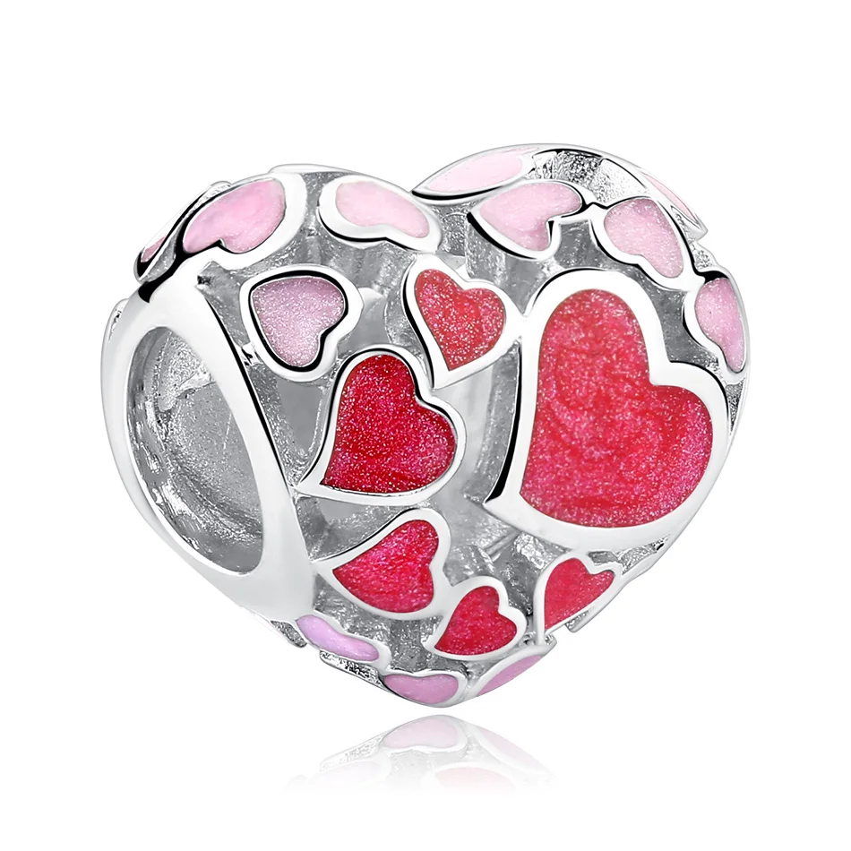 

Unique 925 Sterling Silver Charm Love Heart Charms Beads Ful of Love For Women Fashion Bracelet Jewelry Making